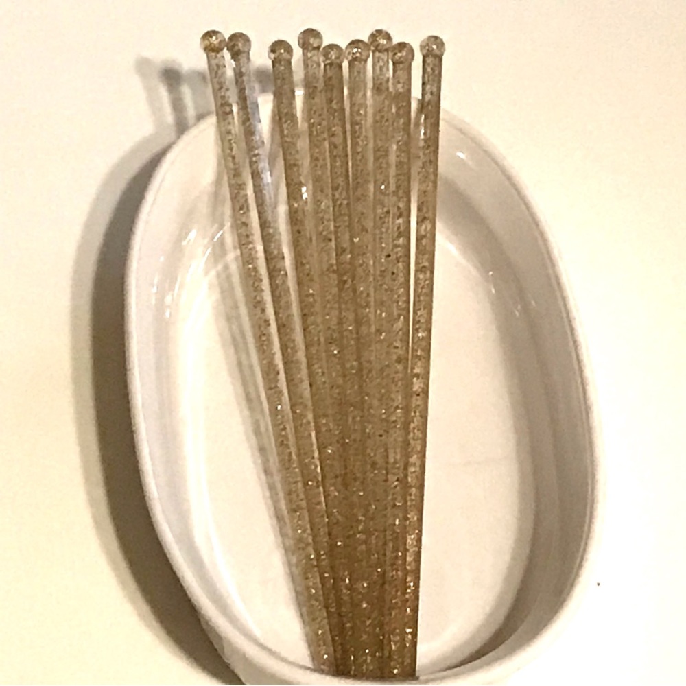 Vintage  9 Swizzle Sticks clear plastic with Gold glitter cocktail bar ware - Picture 8 of 11